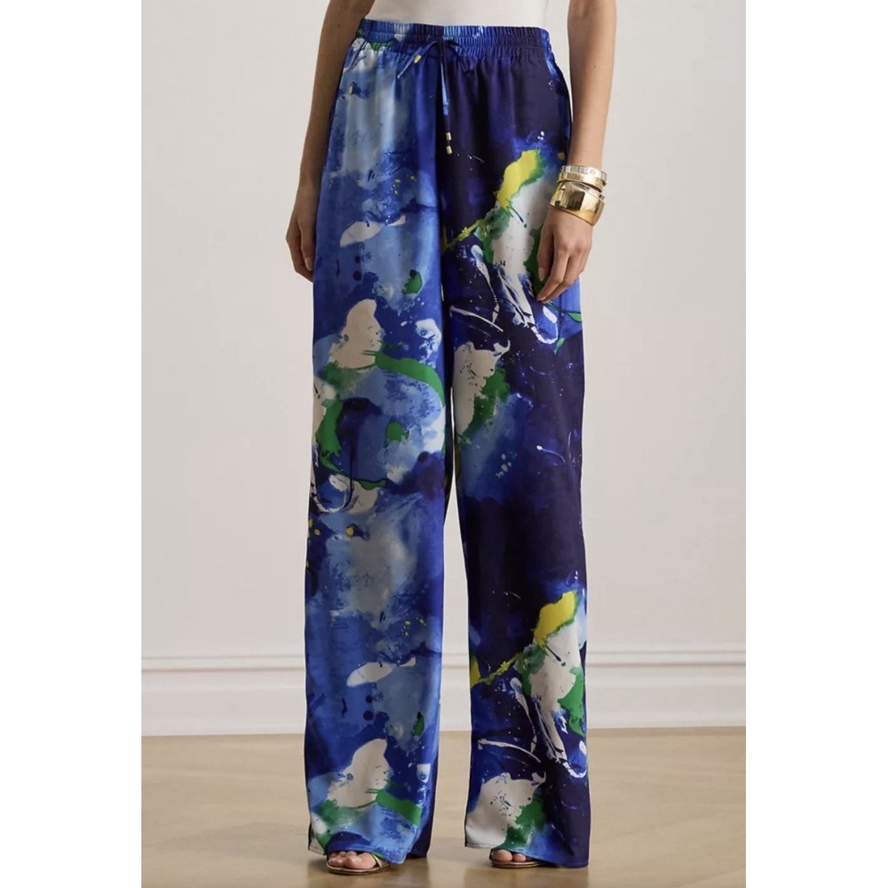 Lauren Ralph Lauren Women's M Black Label Abstract Wide Leg Palazzo Pants NWOT